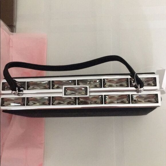 JUDITH LEIBR/Black/Satin/With crystal Stones Bag - Picture 3 of 3